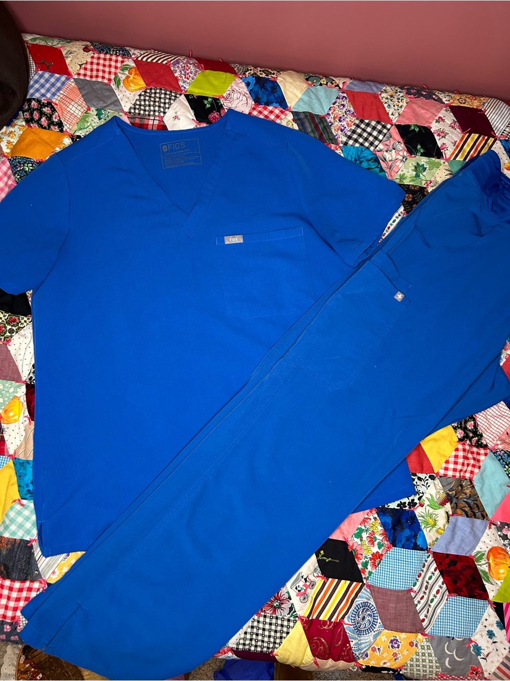Figs Royal Blue V-Neck Scrub Top